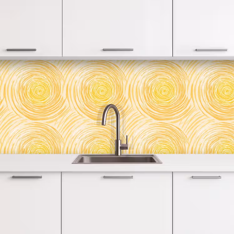 Cirkels - Abstract - Artistiek - Geel keuken achterwand 2 middel 871 -3d
