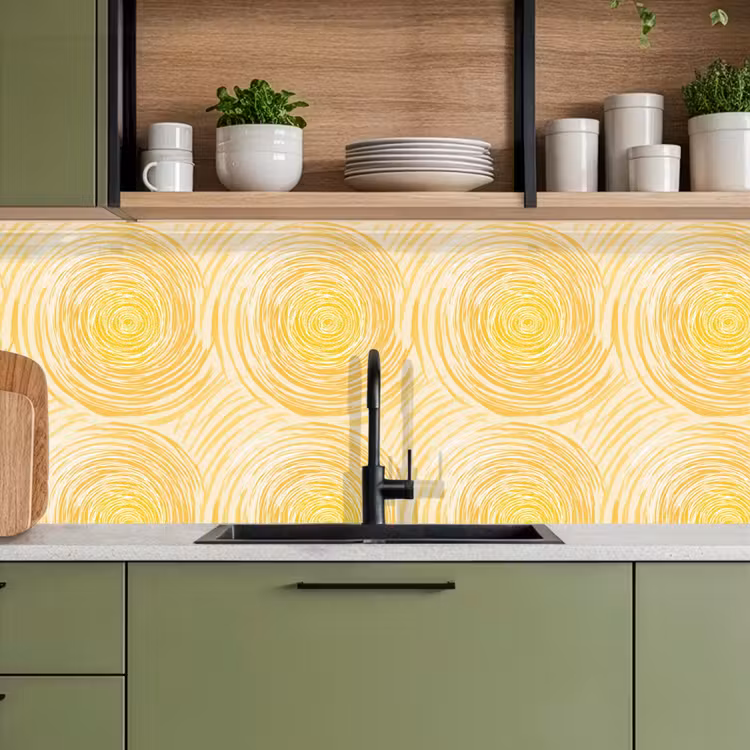 Cirkels - Abstract - Artistiek - Geel keuken achterwand 2 middel 871 -sfeer3