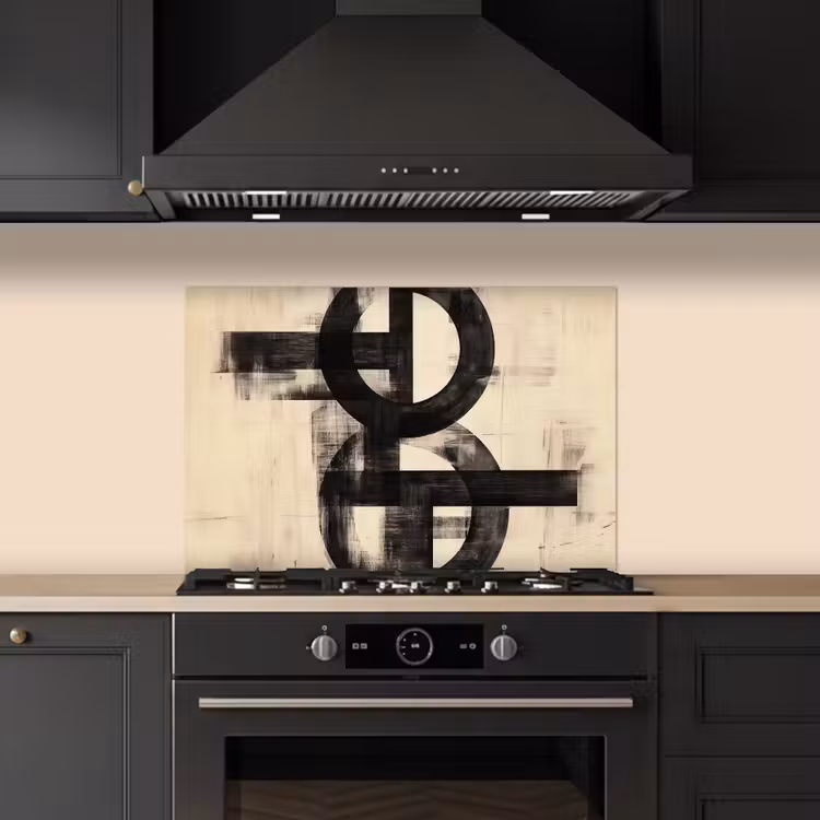 Cirkels - Balken - Zwart - Abstract keuken achterwand spatscherm klein -sfeer1