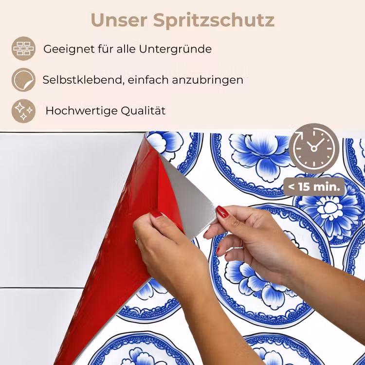 Cirkels - Bloemen - Blauw keuken achterwand spatscherm klein 900 -spatscherm_DE