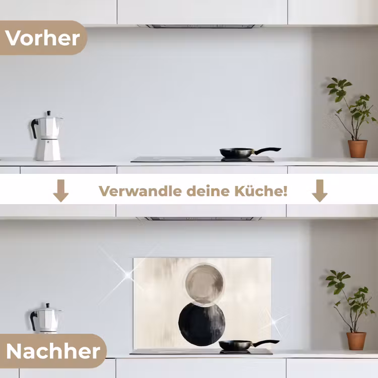 Cirkels - Vorm - Beige - Abstract keuken achterwand spatscherm klein -voor_na_DE