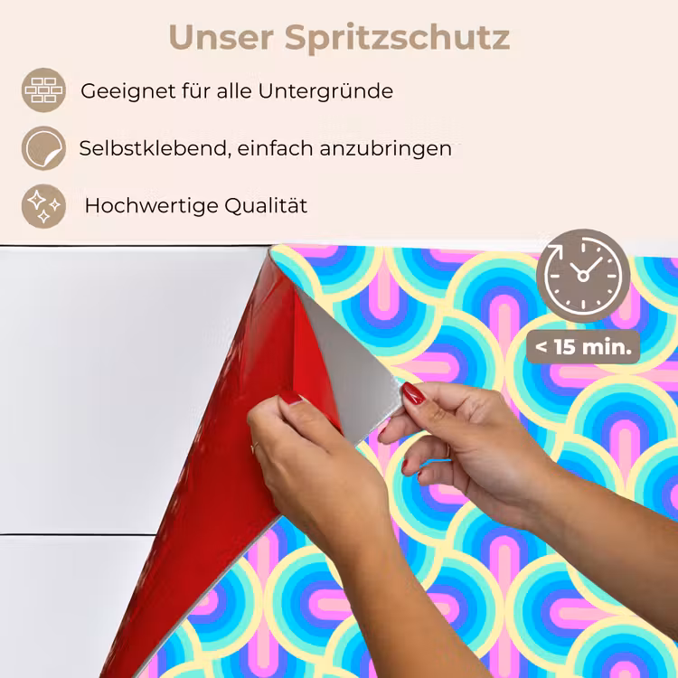 Cirkels - Neon - Bogen keuken achterwand spatscherm klein 900 -spatscherm_DE