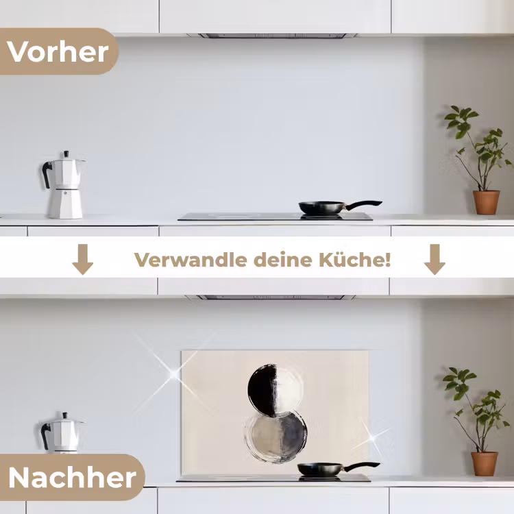 Cirkels - Strepen - Minimalistisch - Zwart keuken achterwand spatscherm klein -voor_na_DE