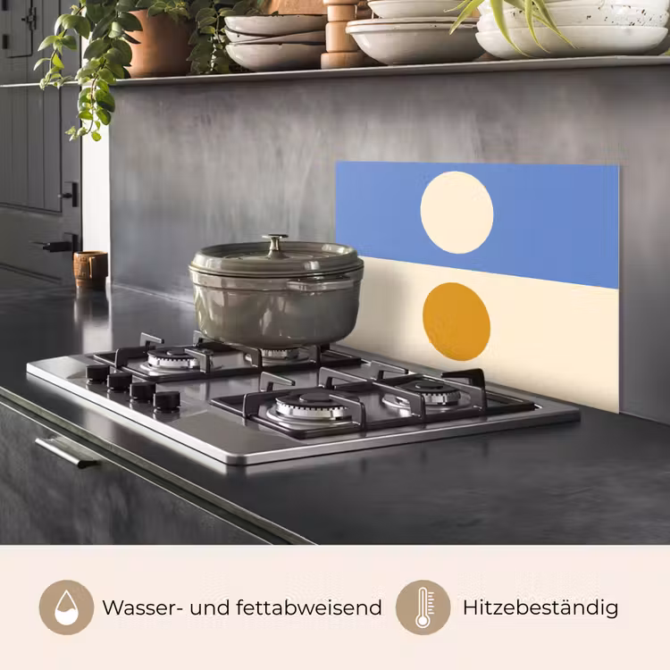 Cirkels - Symmetrisch - Wit - Blauw- Geel keuken achterwand spatscherm klein -usp_DE