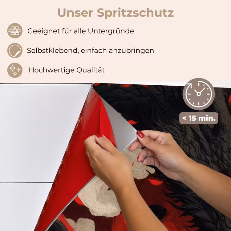 Krijger - Draak - Zwart - Rood - Rook keuken achterwand spatscherm klein -spatscherm_DE