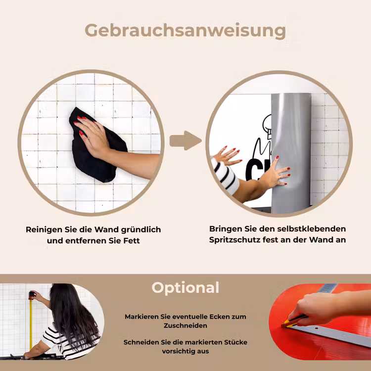 Keuken - Koken - Bakken - Chef - Master Chef - Kok - Tekst keuken achterwand spatscherm klein -gebruiksaanwijzing_DE