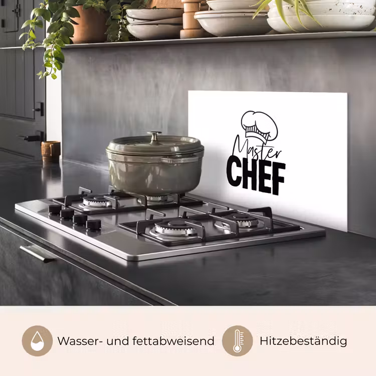 Keuken - Koken - Bakken - Chef - Master Chef - Kok - Tekst keuken achterwand spatscherm klein -usp_DE
