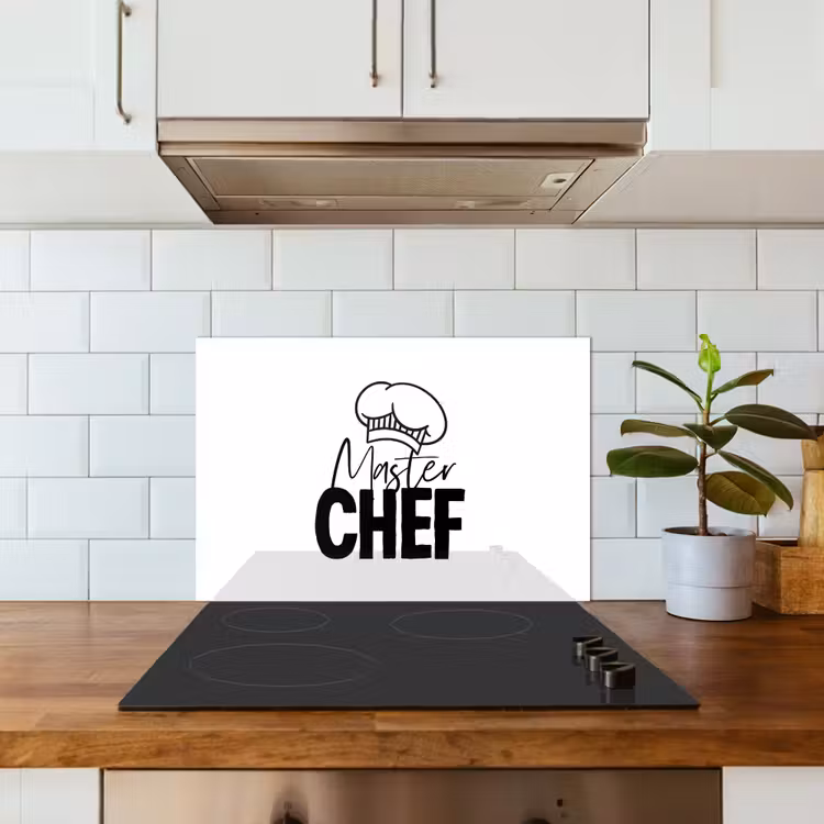 Keuken - Koken - Bakken - Chef - Master Chef - Kok - Tekst keuken achterwand spatscherm klein -sfeer2