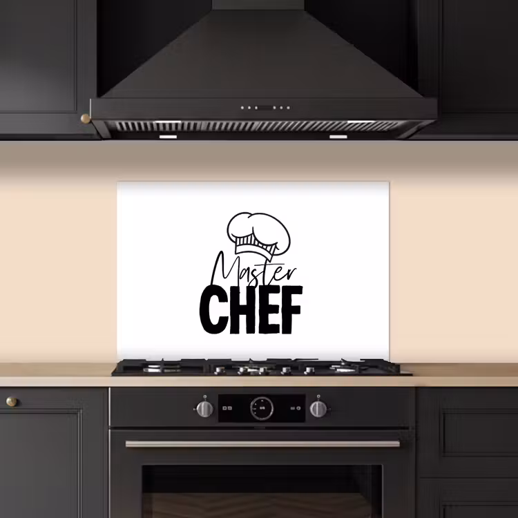 Keuken - Koken - Bakken - Chef - Master Chef - Kok - Tekst keuken achterwand spatscherm klein -sfeer1