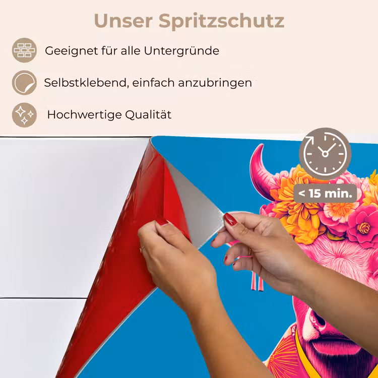 Koe - Bloemenkrans - Oorhangers - Kimono keuken achterwand spatscherm klein -spatscherm_DE