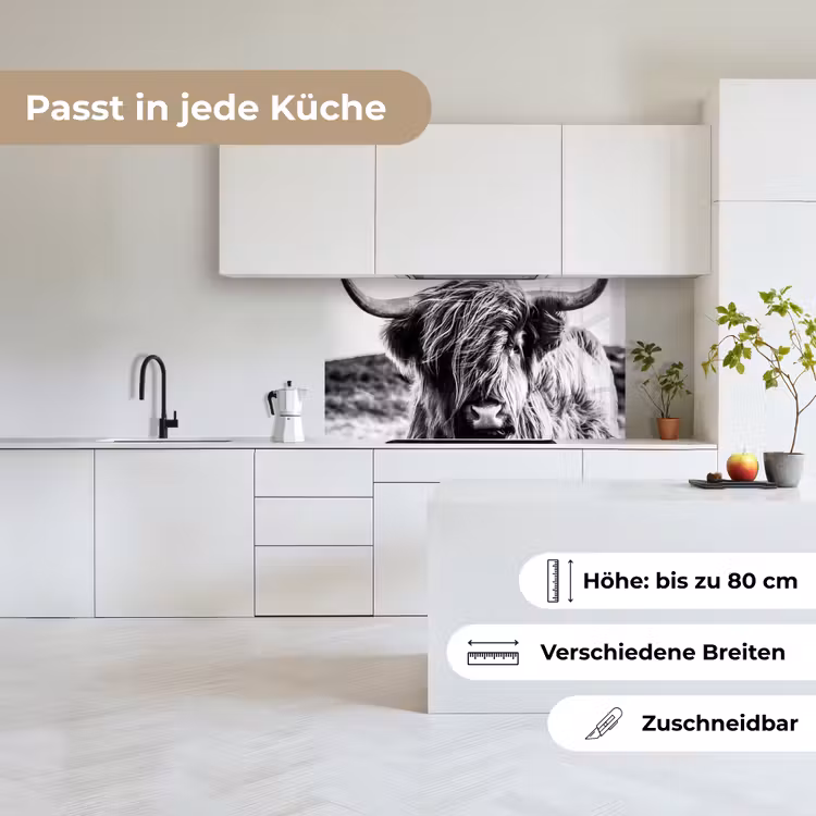 Koe - Schotse hooglander - Zwart - Wit - Dier - Natuur - Wild keuken achterwand 2 middel -sfeer4_DE
