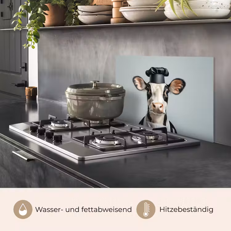 Koe - Zwart - Wit - Kok keuken achterwand spatscherm klein -usp_DE