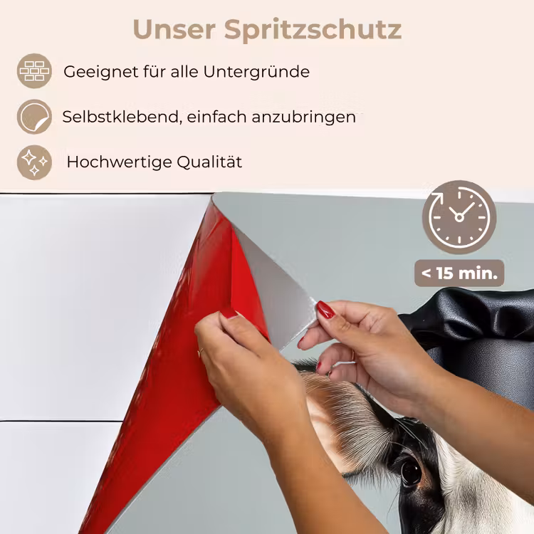 Koe - Zwart - Wit - Kok keuken achterwand spatscherm klein -spatscherm_DE