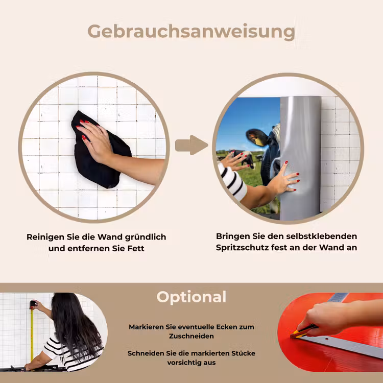 Koe - Tong - Weide keuken achterwand spatscherm klein -gebruiksaanwijzing_DE