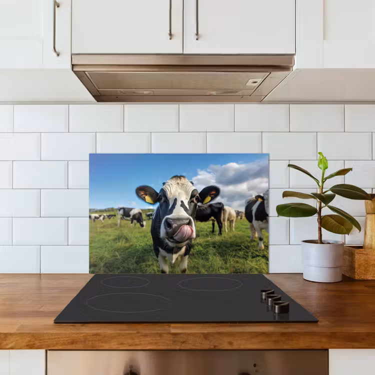 Koe - Tong - Weide keuken achterwand spatscherm klein -sfeer2