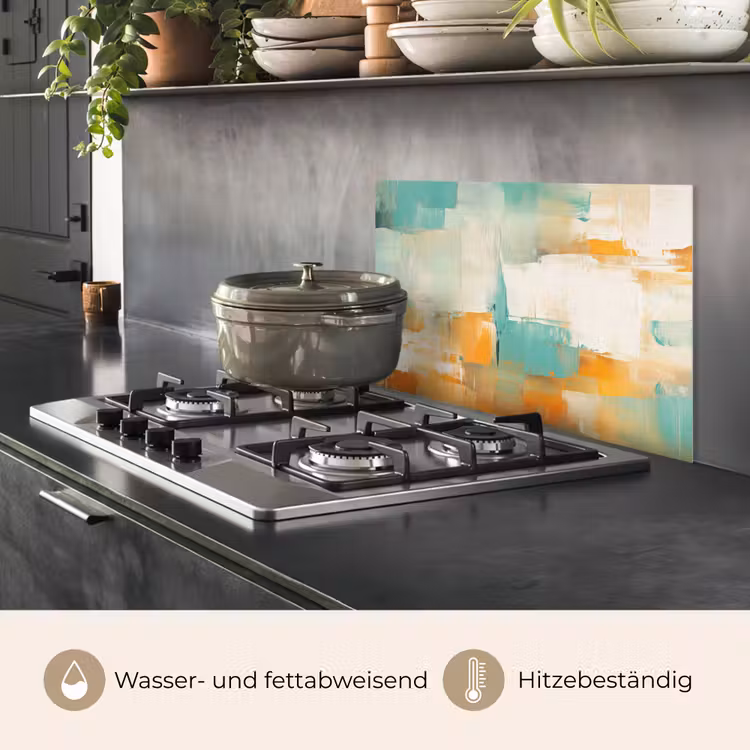 Kunst - Abstract - Blauw - Wit keuken achterwand spatscherm klein -usp_DE
