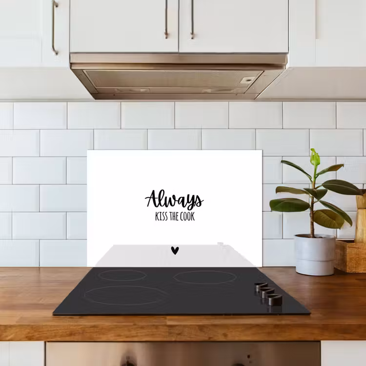 Always kiss the cook - Koken - Kok - Keuken - Spreuken keuken achterwand spatscherm klein -sfeer2