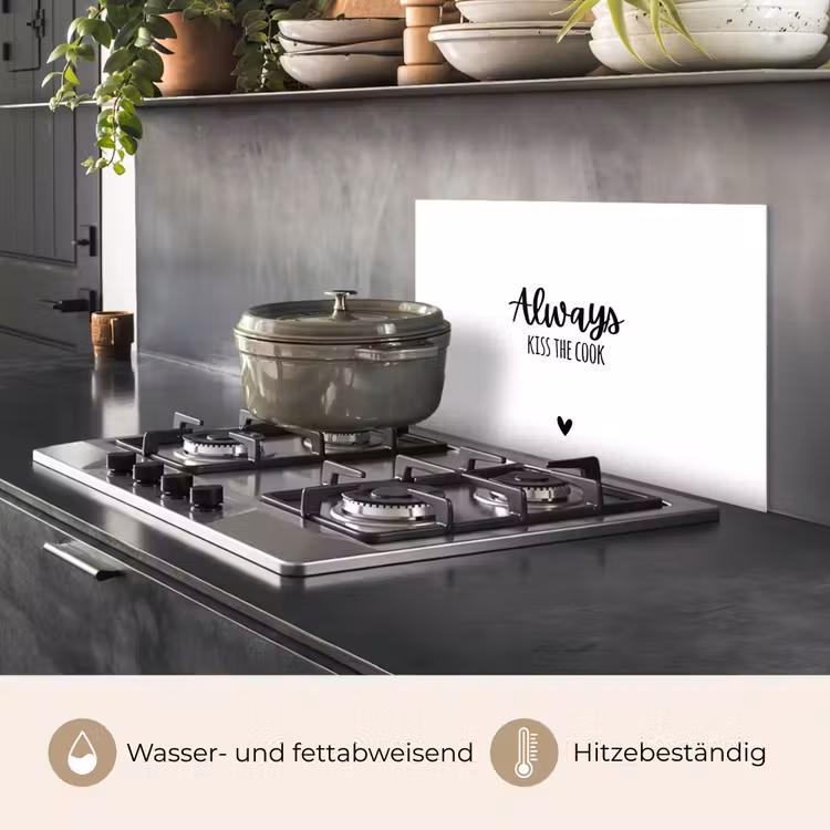 Always kiss the cook - Koken - Kok - Keuken - Spreuken keuken achterwand spatscherm klein -usp_DE