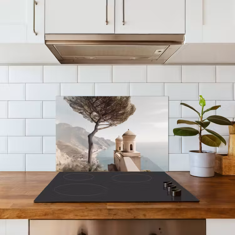 Kust - Klif - Boom - Gebouw keuken achterwand spatscherm klein -sfeer2