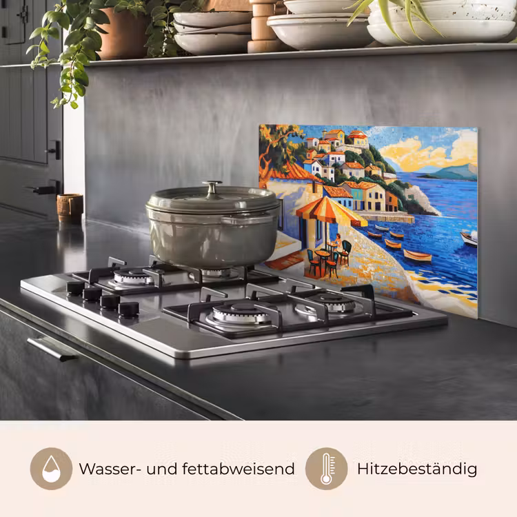 Kustdorp - Huisjes - Mozaïek - Zee keuken achterwand spatscherm klein -usp_DE