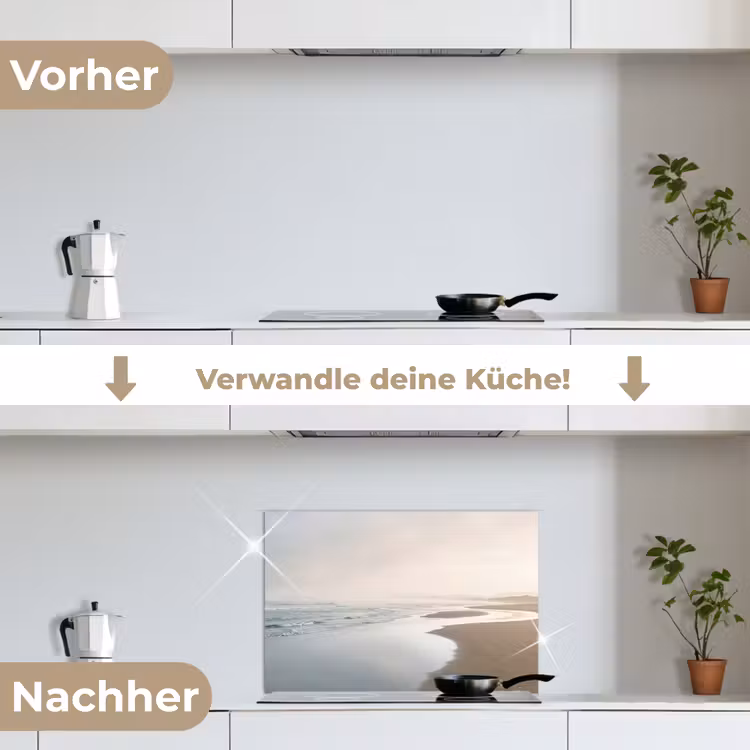 Kustlijn - Strand - Oceaan keuken achterwand spatscherm klein -voor_na_DE