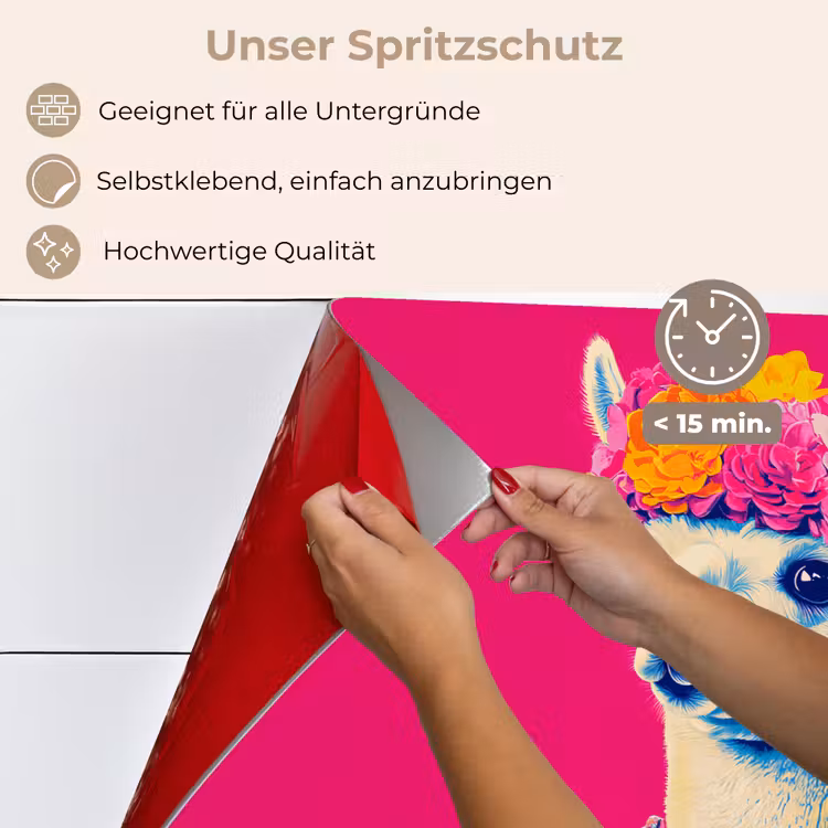 Lama - Kimono - Bloemenkrans - Felroze keuken achterwand spatscherm klein -spatscherm_DE