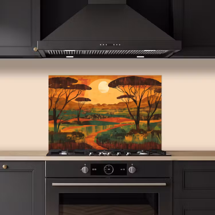 Landschap - Afrikaans - Zon keuken achterwand spatscherm klein -sfeer1