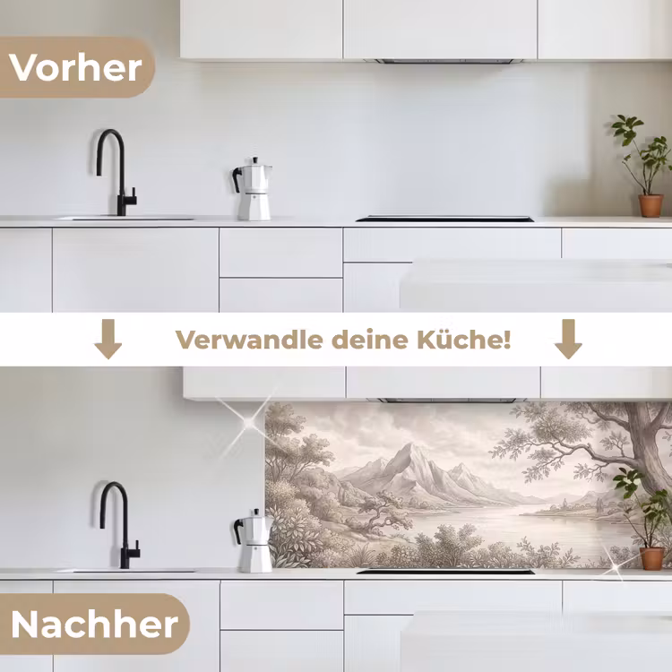 Landschap - Bergen - Meer - Natuur keuken achterwand 2 middel -voor-na_DE