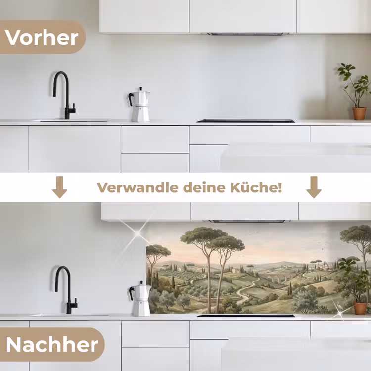 Landschap - Heuvels - Zandpad - Groen keuken achterwand 2 middel -voor-na_DE
