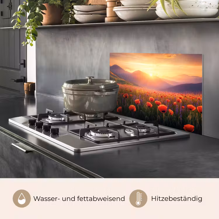 Landschap - Zonsondergang - Bloemenveld keuken achterwand spatscherm klein -usp_DE