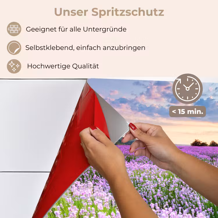 Lavendel - Bloemen - Zonsondergang - Paars - Weide keuken achterwand spatscherm klein -spatscherm_DE