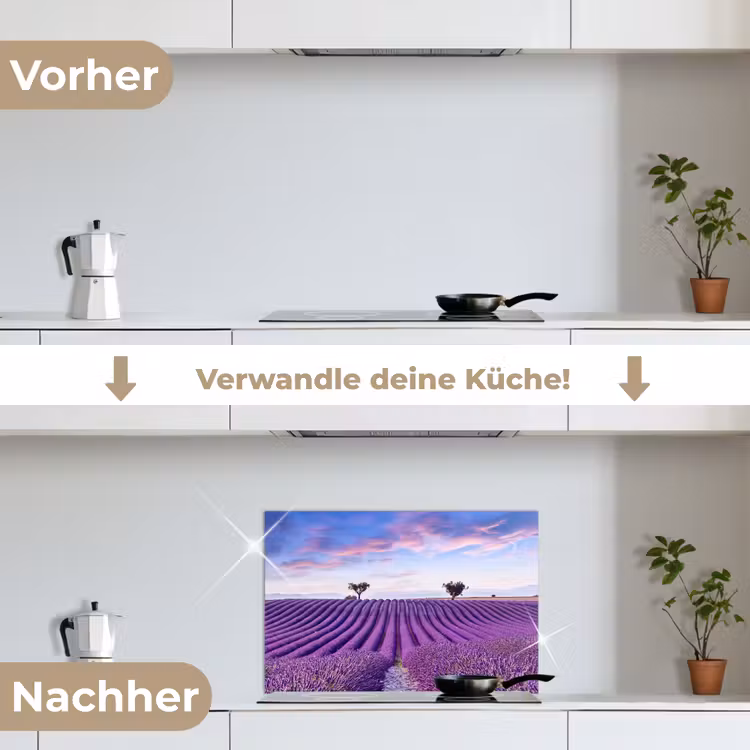 Lavendel - Natuur - Paars - Bomen - Bloemen keuken achterwand spatscherm klein -voor_na_DE