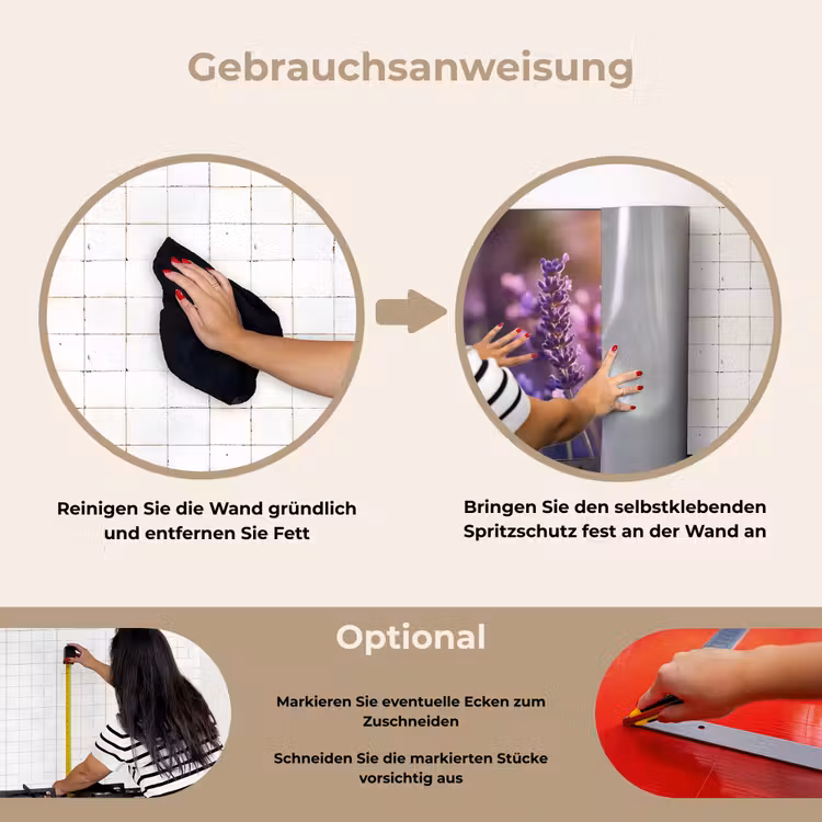 Lavendelbloemen - Paars - Zonlicht keuken achterwand spatscherm klein -gebruiksaanwijzing_DE