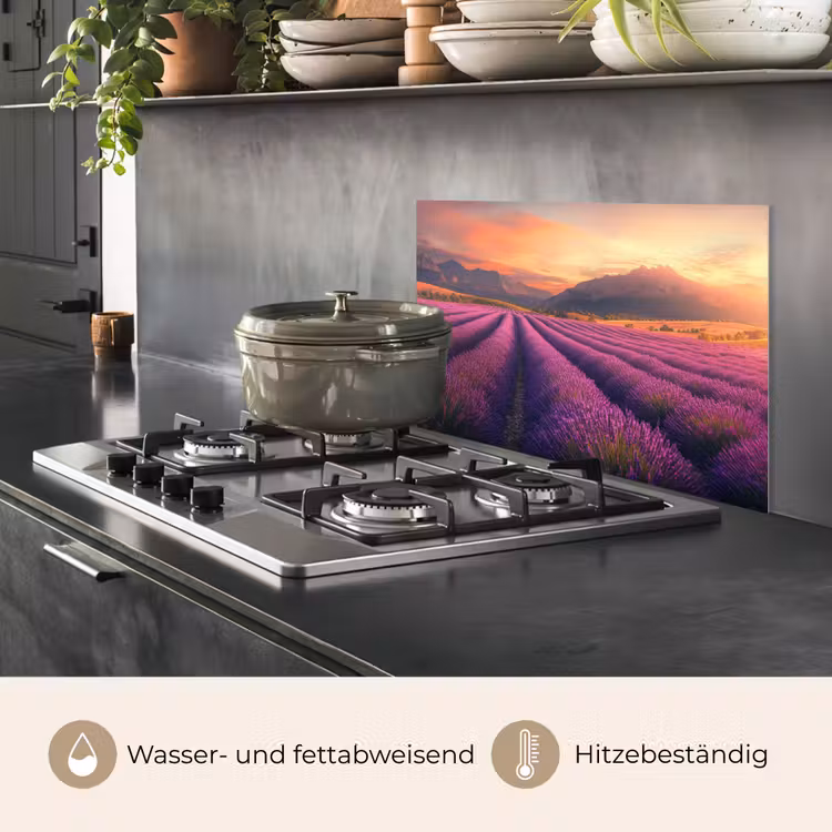 Lavendelveld - Zonsondergang - Paars keuken achterwand spatscherm klein -usp_DE