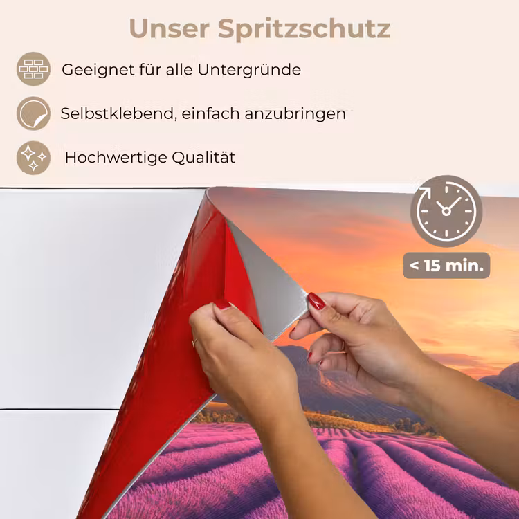 Lavendelveld - Zonsondergang - Paars keuken achterwand spatscherm klein -spatscherm_DE