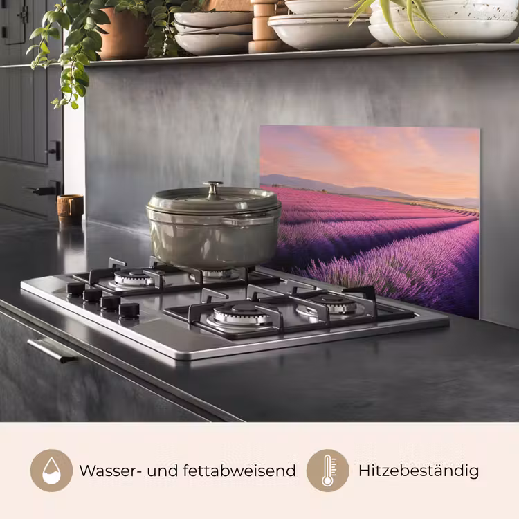Lavendelveld - Zonsondergang - Paars - Bloemen keuken achterwand spatscherm klein -usp_DE