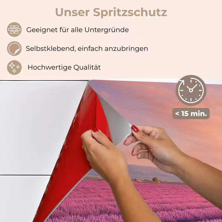 Lavendelveld - Zonsondergang - Paars - Bloemen keuken achterwand spatscherm klein -spatscherm_DE