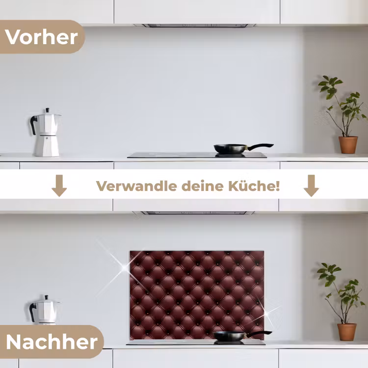 Leer - Patroon - Bordeaux keuken achterwand spatscherm klein 900 -voor_na_DE