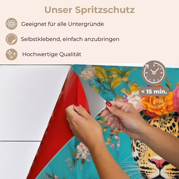 Luipaard - Bloemen - Kroon keuken achterwand spatscherm klein -spatscherm_DE