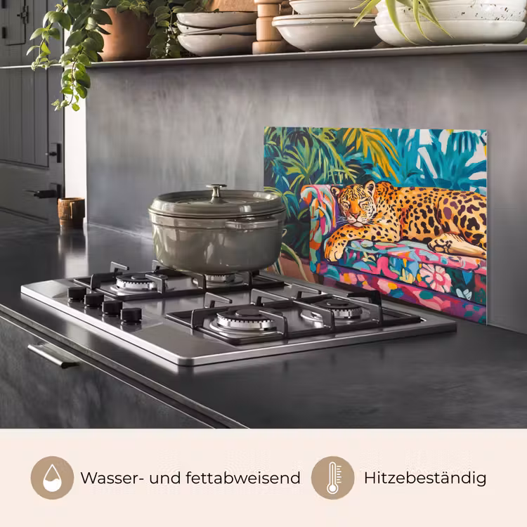 Luipaard - Kleurrijk - Tropisch keuken achterwand spatscherm klein -usp_DE