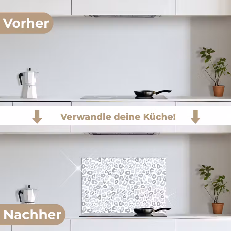 Luipaard - Motief - Grijs keuken achterwand spatscherm klein 900 -voor_na_DE