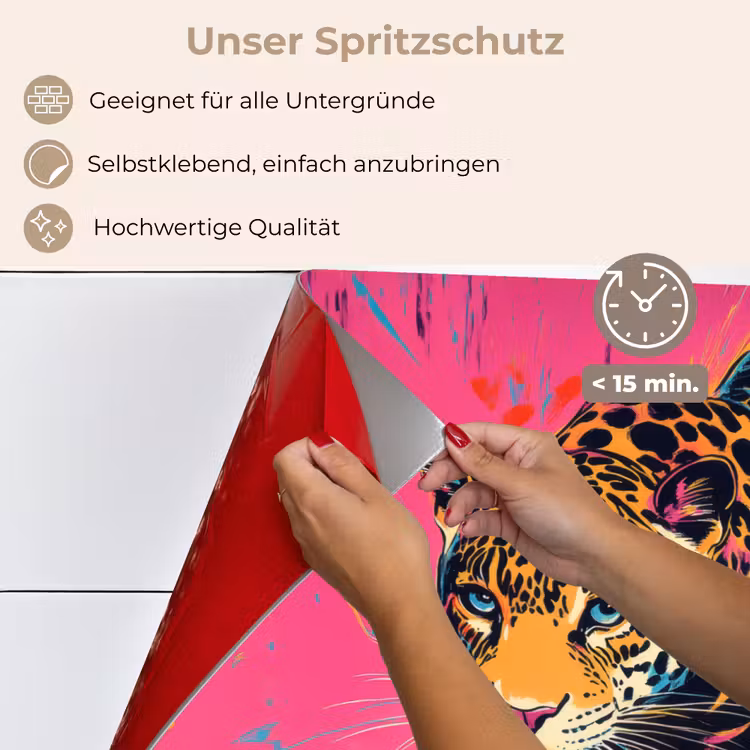 Luipaard - Roze - Oranje - Blauw - Verf keuken achterwand spatscherm klein -spatscherm_DE