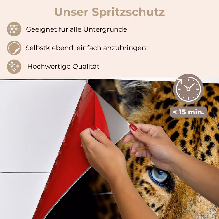 Luipaard - Dieren - Portret - Wilde dieren - Zwart keuken achterwand spatscherm klein -spatscherm_DE