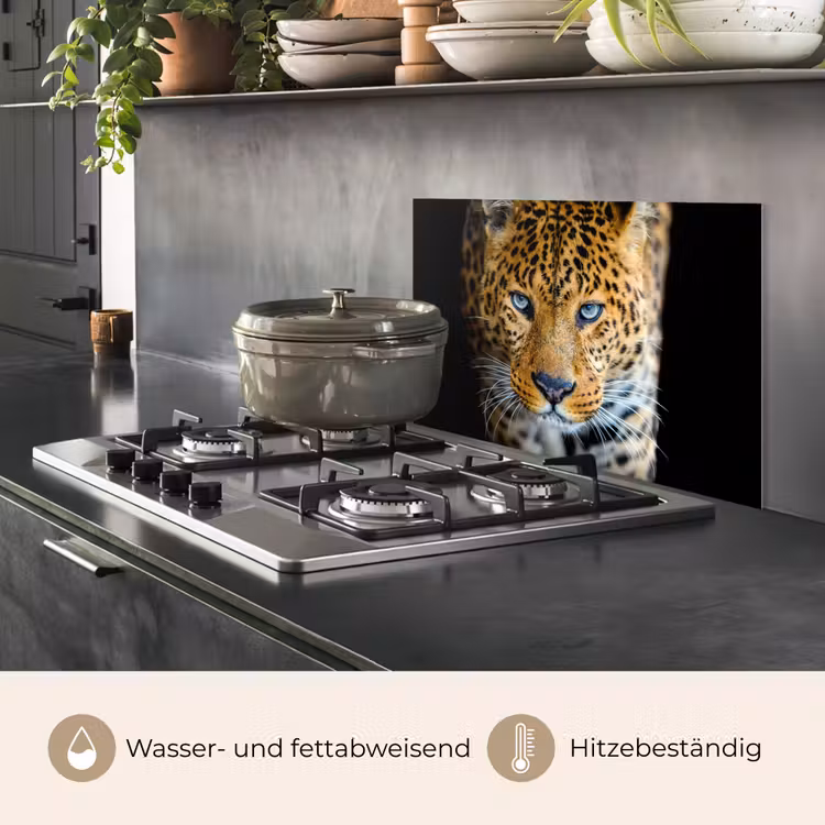 Luipaard - Dieren - Portret - Wilde dieren - Zwart keuken achterwand spatscherm klein -usp_DE