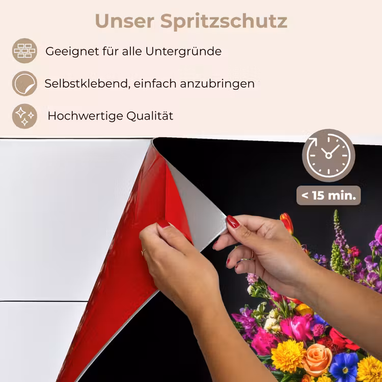 Felgekleurd - Bloemen - Vaas keuken achterwand spatscherm klein -spatscherm_DE