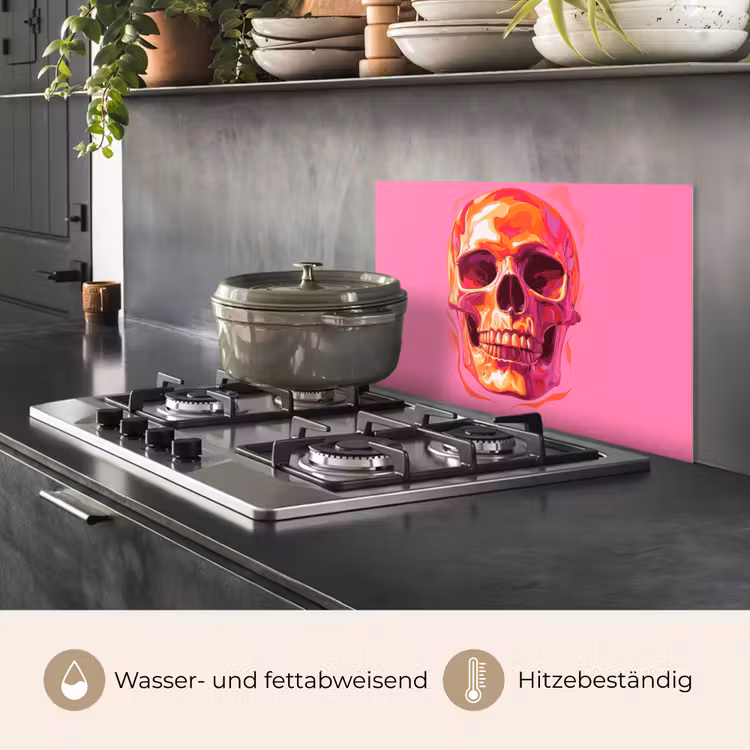 Felroze - Tanden - Schedel keuken achterwand spatscherm klein -usp_DE
