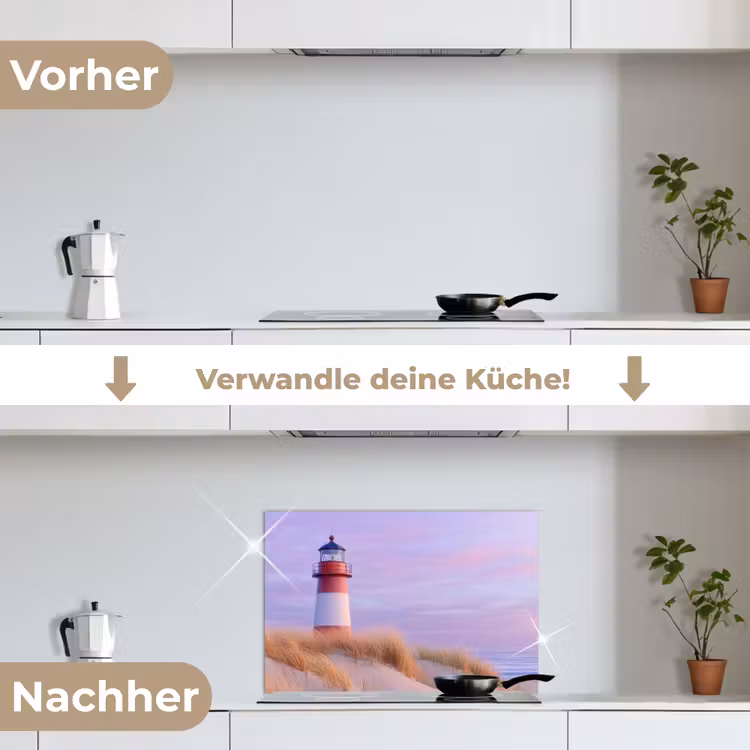 Vuurtoren - Duinen - Zonsondergang keuken achterwand spatscherm klein -voor_na_DE