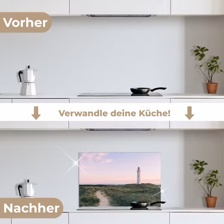 Vuurtoren - Duinlandschap - Zee keuken achterwand spatscherm klein -voor_na_DE