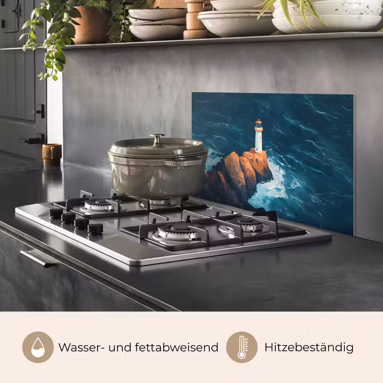 Vuurtoren - Rots - Zee - Golven keuken achterwand spatscherm klein -usp_DE