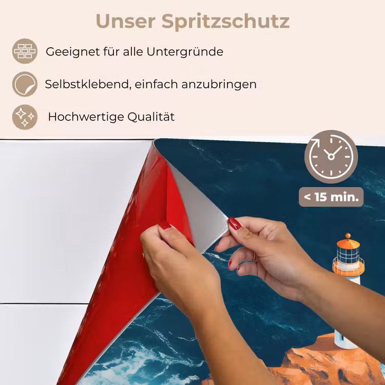 Vuurtoren - Rots - Zee - Golven keuken achterwand spatscherm klein -spatscherm_DE